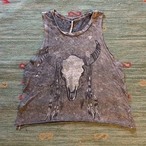 Cute cropped skull graphic tank